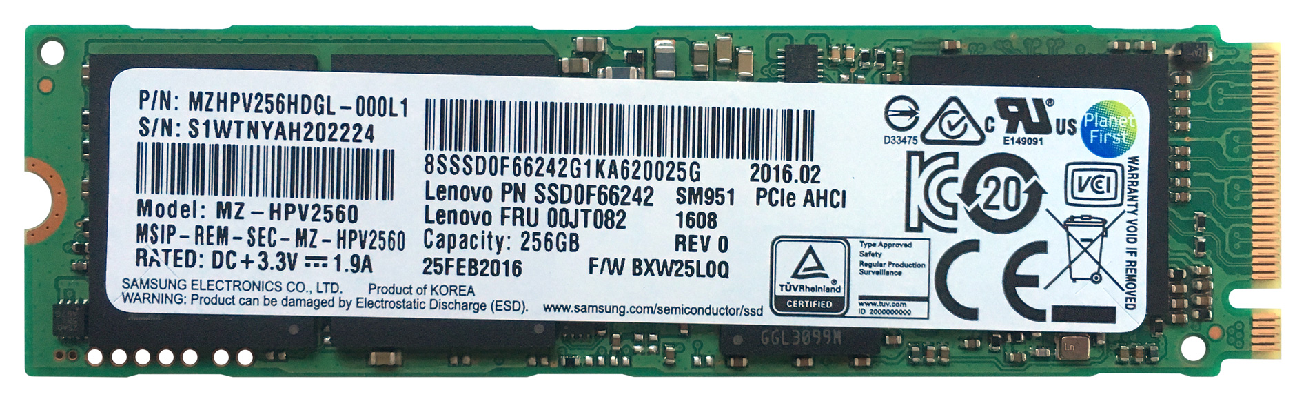 256GB SSD SM951 AHCI für Mac Pro 2008 - 2012