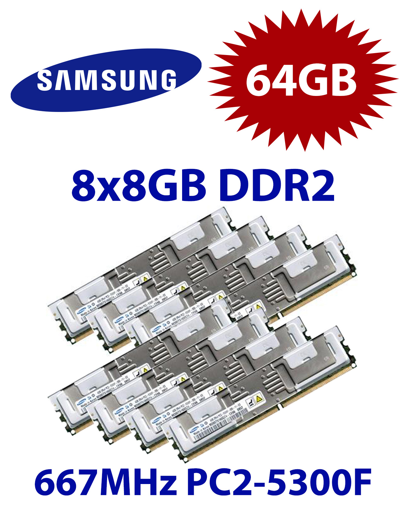 8x 8GB = 64GB KIT DDR2 667 Mhz PC2-5300F FB-DIMM