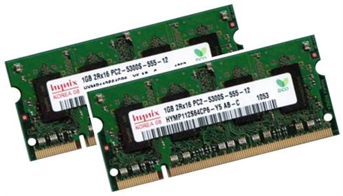 2x 1GB = 2GB KIT DDR2 667 Mhz PC2-5300 SO-DIMM
